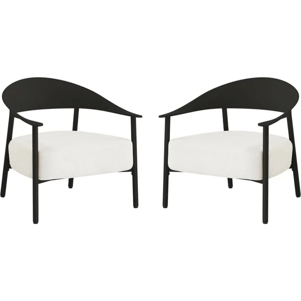 2er-Set Gartensessel aus Kunststoff und Metall "Céora" - Schwarz