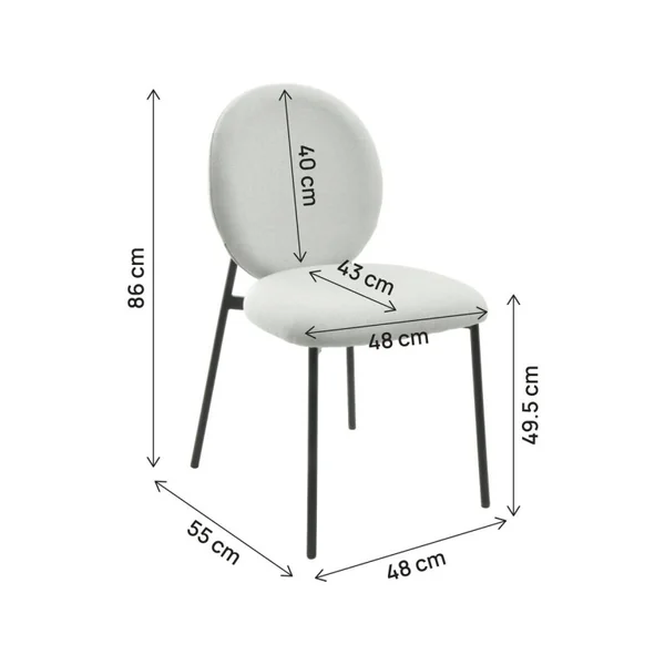 2er-Set Metall-Esszimmerstühle "Perla" - Hellgrau - Imagen 3