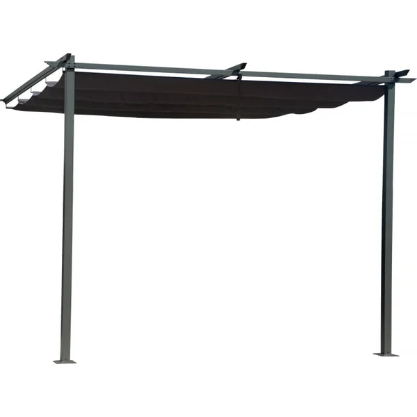 Anbaupergola mit ausziehbarem Dach - 3 x 3 m - Anthrazitgrau