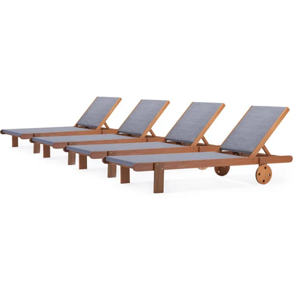 Bain de soleil en bois exotique "Saïgon" - Maple - Gris - Lot de 4