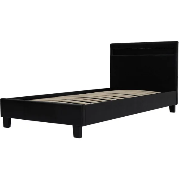 Bett mit LED "Maria" 90 x 190 cm - Schwarz