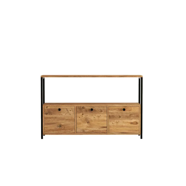 Buffet en bois "Nero" - 120 x 30 x 75 cm - Pin atlantique Noir