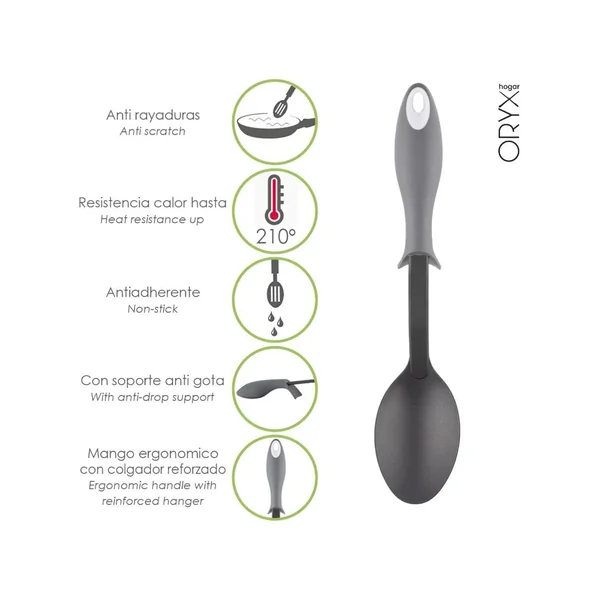 Cuchara Servir Cocina Nylon Con Mango Antigotas Engomado 32.5x6cm ORYX