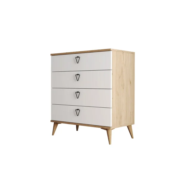 Cómoda de madera "Versa-Ce" - 80 x 45 x 90 cm - Blanca