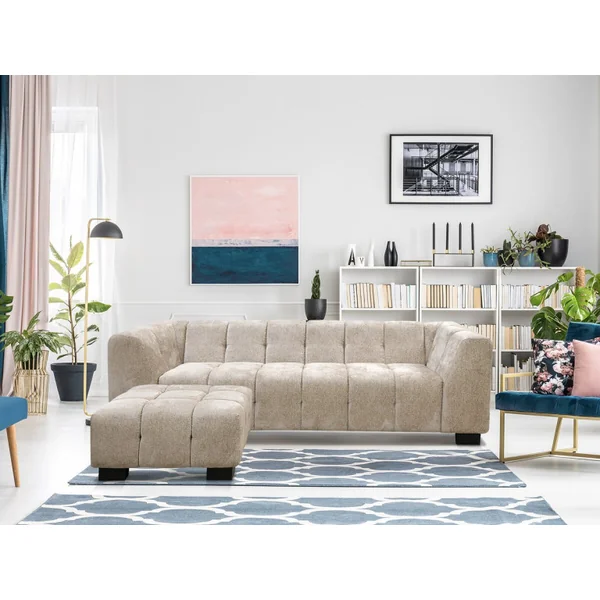 Designer 3-Sitzer Sofa aus Chenille-Stoff "Foch" - Beige - Imagen 2