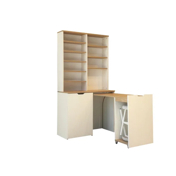 Display und Holzhocker Set "Flexa" - 100 x 45 x 190 cm - Creme