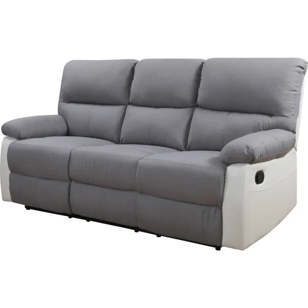Divano relax "Lincoln" - 3 posti --Bianco/Grigio chiaro