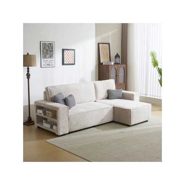 Ecksofa aus Cord "Opera" - 3-Sitzer - Beige - Imagen 2