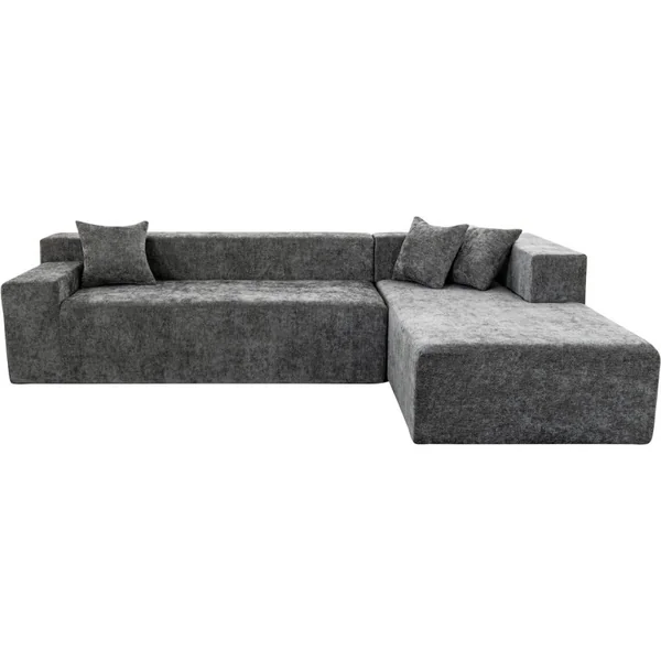 Ecksofa aus strukturiertem Stoff „Tessaro” – 4-Sitzer – Grau