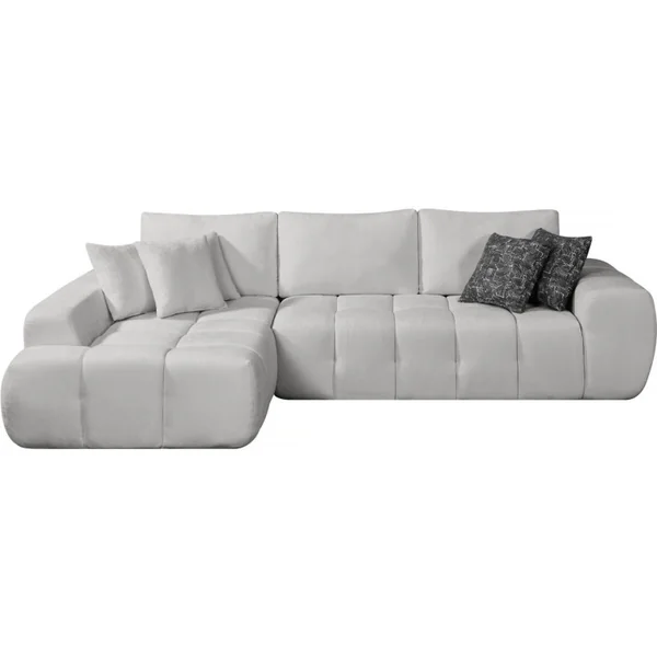 Ecksofa links, Stoff, Bubble-Stil "Sidonie" - 4-Sitzer - Grau