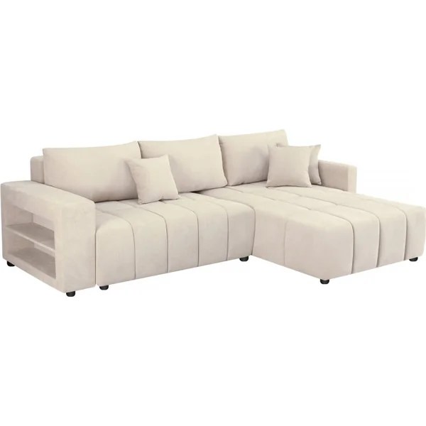 Ecksofa mit Schlaffunktion aus Chenille-Stoff 3-Sitzer - "Trocadero" - Beige