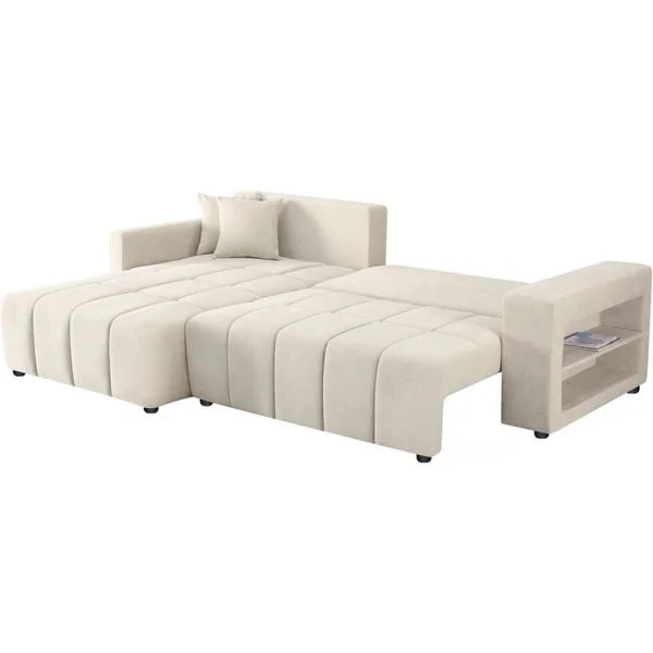 Ecksofa mit Schlaffunktion aus Chenille-Stoff 3-Sitzer - "Trocadero" - Beige - Imagen 3