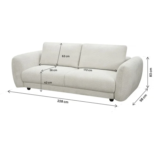 Einzelsofa „Saint Germain S“ aus Chenille-Stoff – 3-Sitzer – Beige - Imagen 4