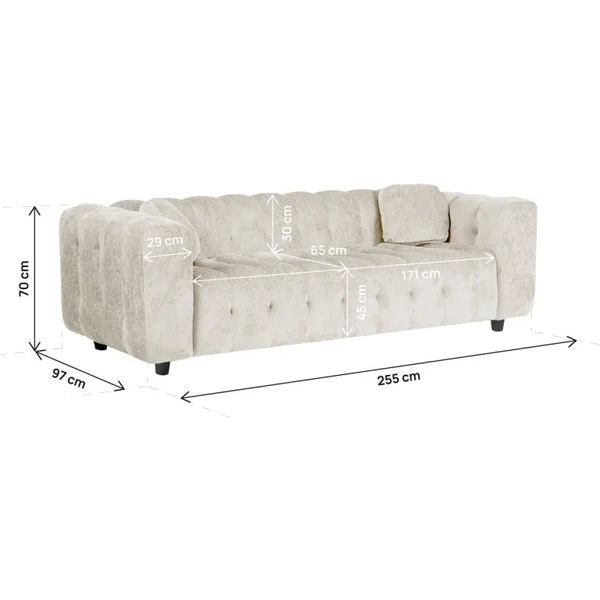 Einzelsofa „Vendome“ aus Chenillestoff – 3 Sitze – Beige - Imagen 3