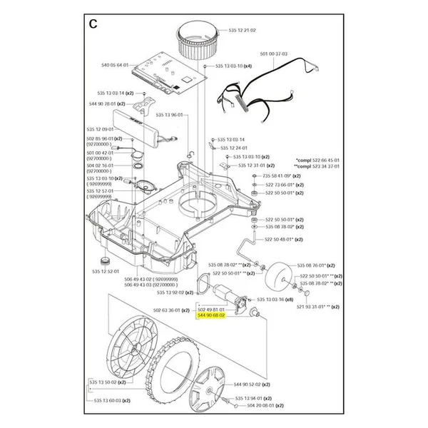 Eje motor rueda Automower 220AC y 230ACX