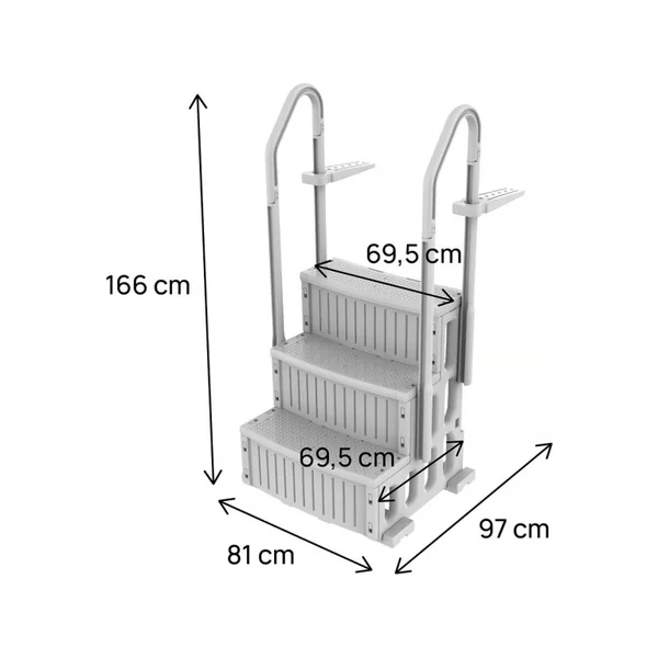 Escalier simple de piscine "Nathan" - 3 marches - en plastique - Imagen 3