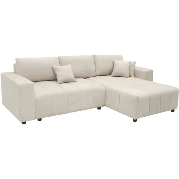 „George“ 4-Sitzer Eckschlafsofa im Bubble-Design mit Chenille-Bezug – Beige