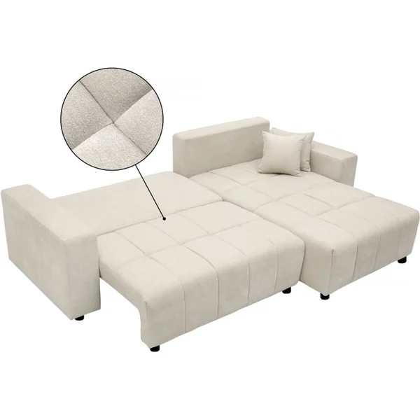 „George“ 4-Sitzer Eckschlafsofa im Bubble-Design mit Chenille-Bezug – Beige - Imagen 3