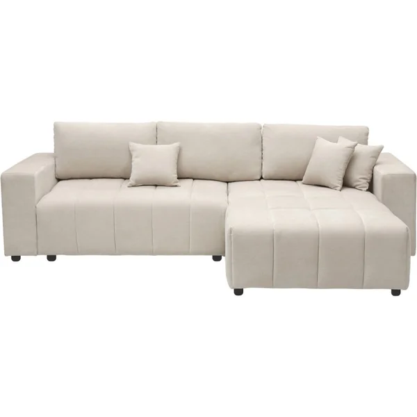 „George“ 4-Sitzer Eckschlafsofa im Bubble-Design mit Chenille-Bezug – Beige - Imagen 5
