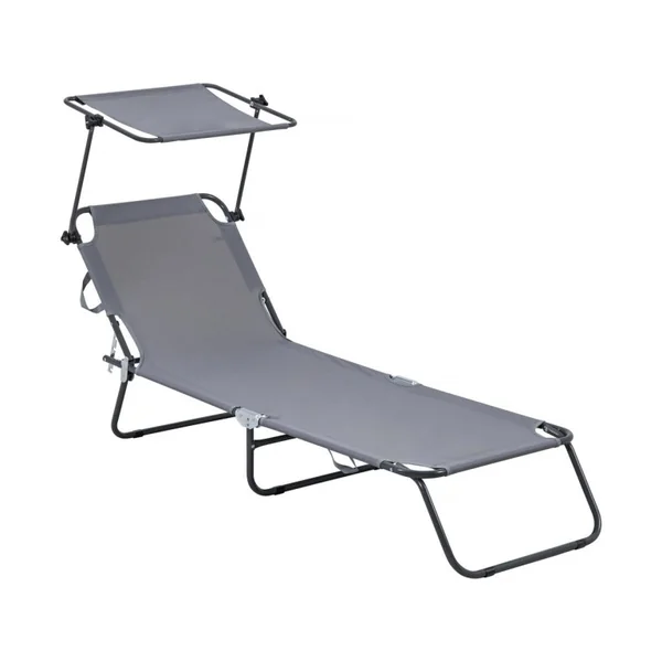 Klappbare Sonnenliege "Lazy" - Mit Sonnenschutz - Grau