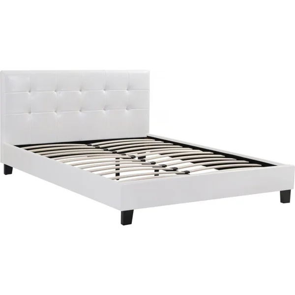 Lit double en pvc "Julia" - 140 x 190 cm - Blanc