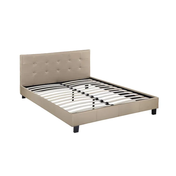 Lit double en pvc "Julia" - 140 x 190 cm - Taupe