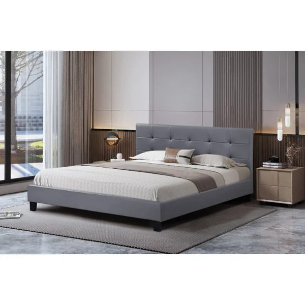 Lit double en pvc "Julia" - 160 x 200 - Gris clair - Imagen 2