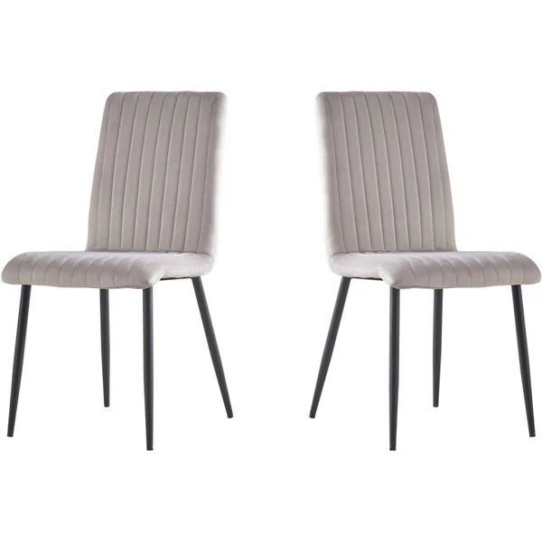 Lot de 2 chaises en velours "Henley" - Gris clair