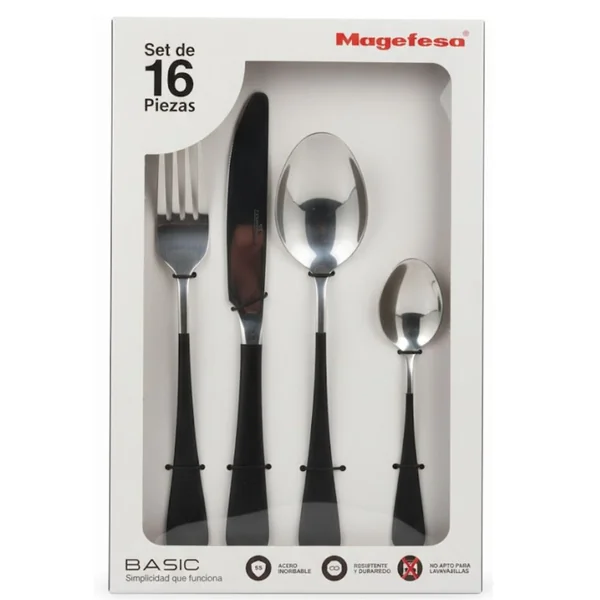 Magefesa Juego de Cubiertos Basic de Acero Inoxidable 16 Pcs - Imagen 2