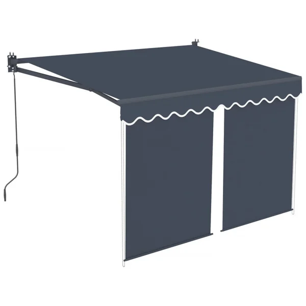 Markise mit Volant aus Aluminium 2 x 3 m "Shadow" - Anthrazitgrau