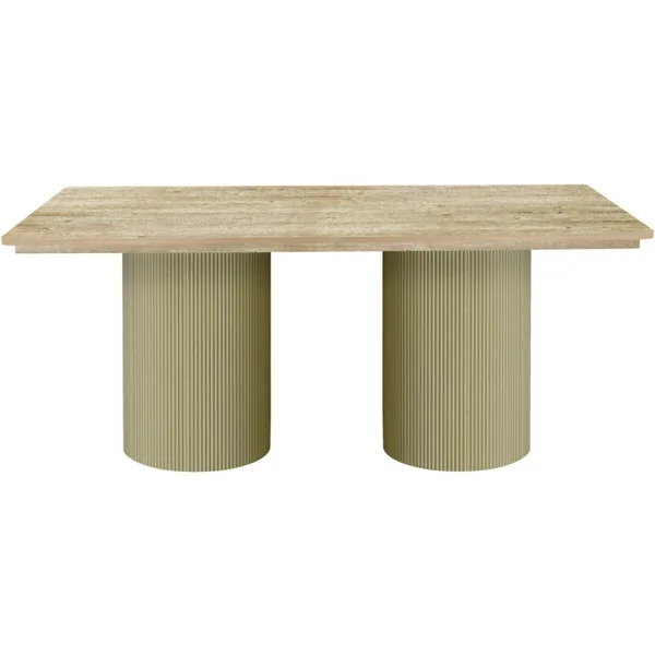 Mesa de comedor ovalada de madera "Zénith" - 180 cm - 8 plazas - Beige