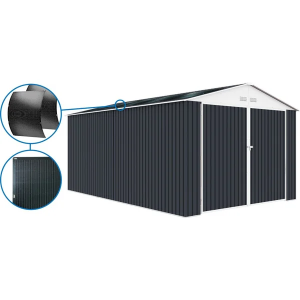 Metallgarage „Houston“ - 15,36 m² Mit Solarpaneele - Anthrazit