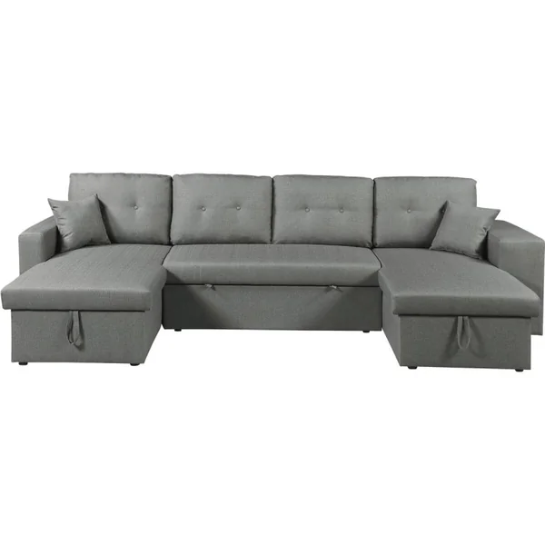 Panorama-Ecksofa mit Stoffbezug "Axel" - 4-Sitzer - Grau