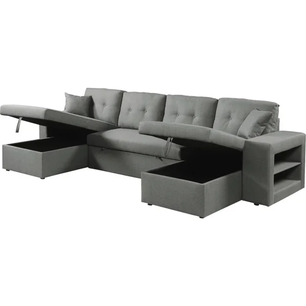 Panorama-Ecksofa mit Stoffbezug "Axel" - 4-Sitzer - Grau - Imagen 4