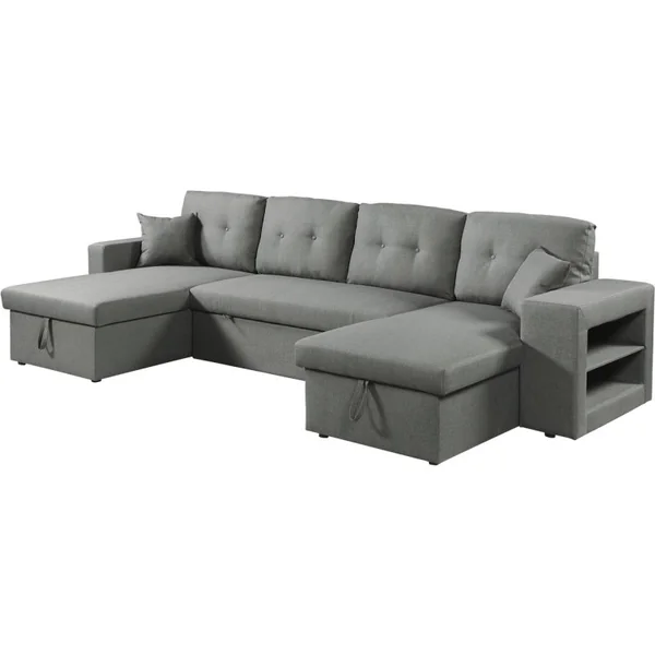 Panorama-Ecksofa mit Stoffbezug "Axel" - 4-Sitzer - Grau - Imagen 5