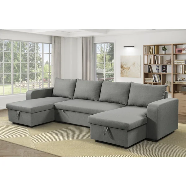 Panorama-Ecksofa mit Stoffbezug "Victor" - 4-Sitzer - Grau - Imagen 2