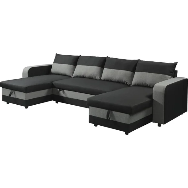 Panorama-Ecksofa mit Stoffbezug "Victor" - 4-Sitzer - Schwarz - Imagen 5