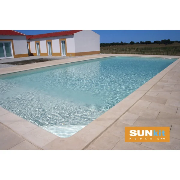 Piscine acier enterrée rectangle fond plat "Sunkit" - 6.00 x 3.00 x 1.40 m + Escalier d'angle intérieur