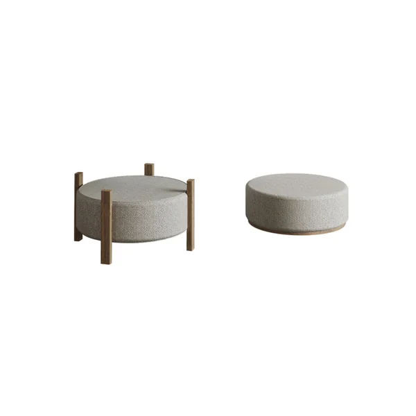 Puff de madera "Clon" - 47 x 48 x 45 cm - Beige