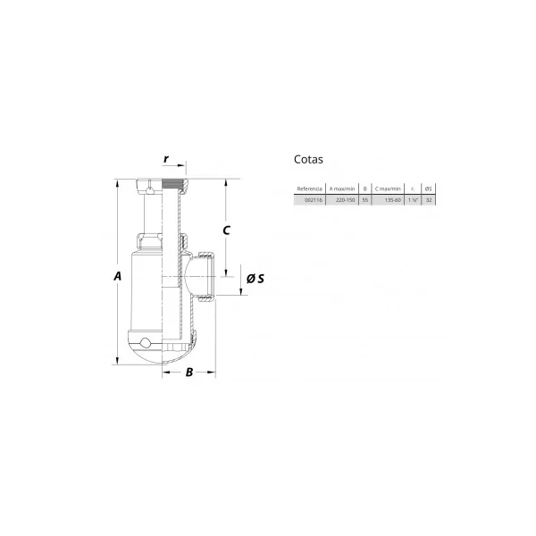 S-65 Sifón botella extensible 1 1/4" - Imagen 2