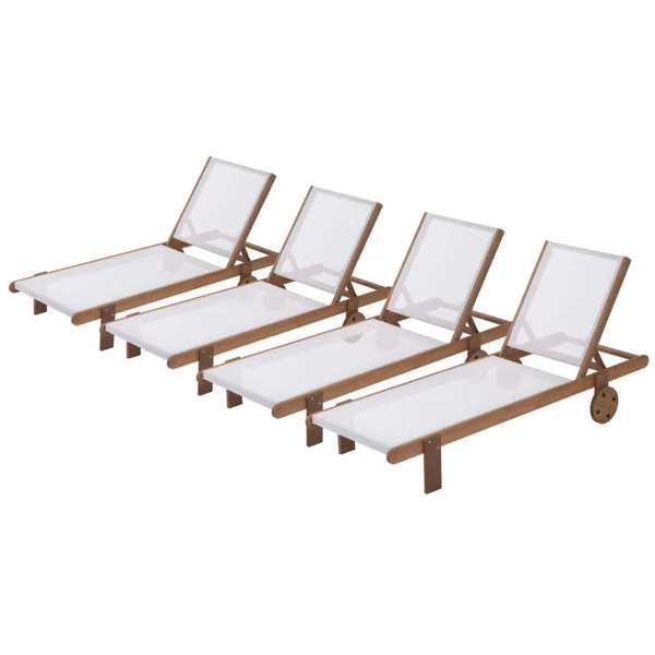 Sdraio in legno esotico "Saïgon" - Maple - Ecru - Set di 4