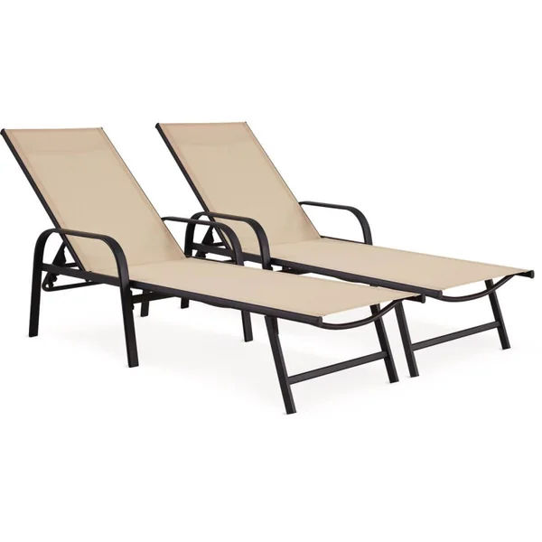 Set di 2 lettini prendisole in metallo "Farniente" - Beige