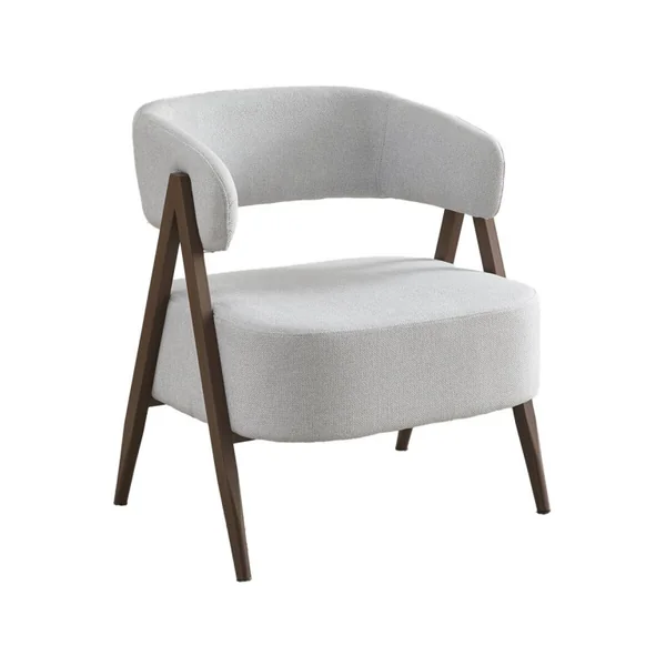 Sillón "Astra" con estructura de imitación madera - Gris claro