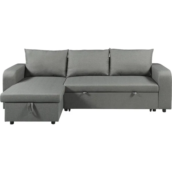 Stoff-Ecksofa "Victor" - 3-Sitzer, umkehrbar/umbaubar - Grau
