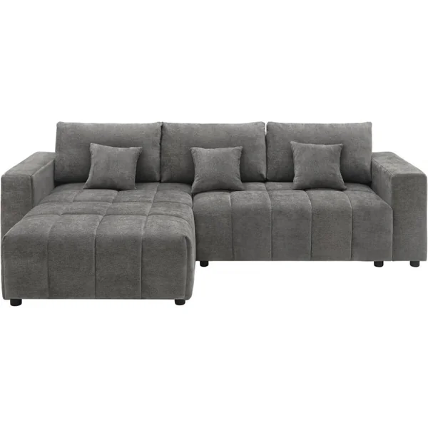 Stoff-Ecksofa, wendbar/umbaubar - "George" - 4-Sitzer - Grau