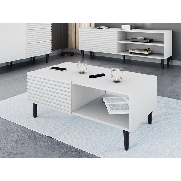 Table basse "Nakomo " - 100 x 41 x 52 cm - Blanc - Imagen 2