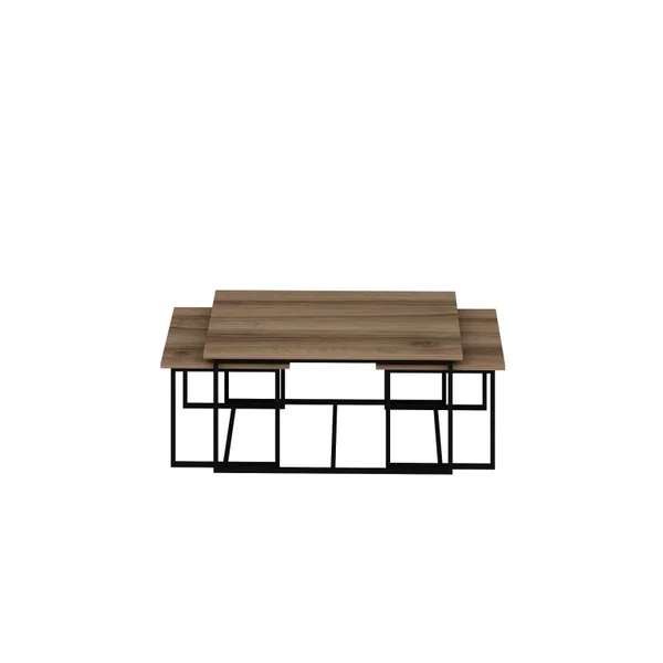 Table gigogne (3 pièces) en bois "Levada" - 90 x 60 x 42 cm - Noyer