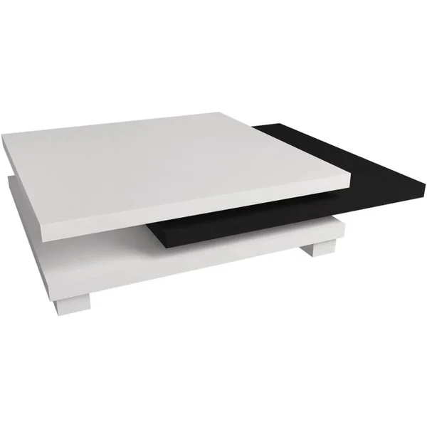 Tavolino "Elena" - 80 x 80 x 32 cm - Bianco / Nero