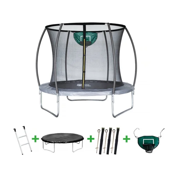 Trampolino con rete interna e cestino "Jumper" Ø2,44 - Grigio