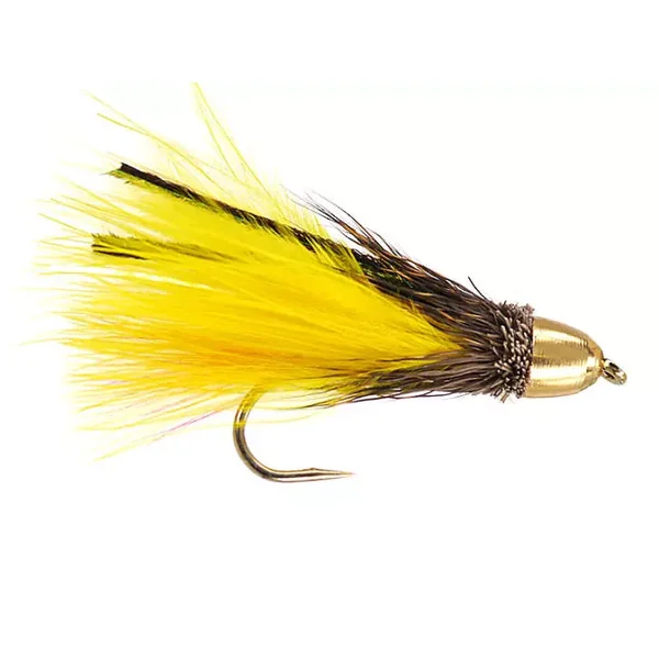 Yellow Muddler Marabou Conehead streamer trucha